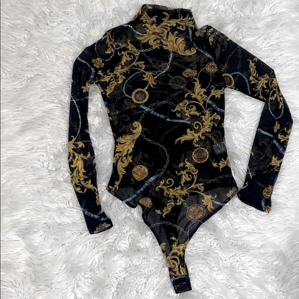 Mesh patterned long sleeve bodysuit